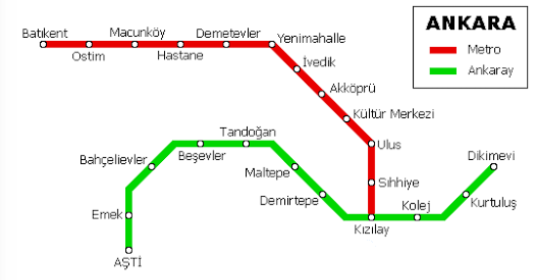 Карта метро анкары