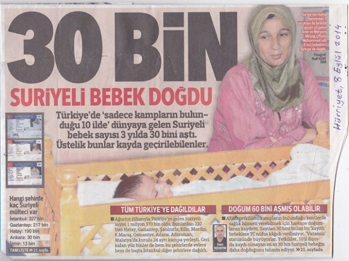 türkiye de doğan 30 000 suriyeli bebek